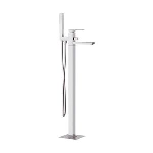 bathtub mixer tap / floor-mounted / chromed metal / bathroom