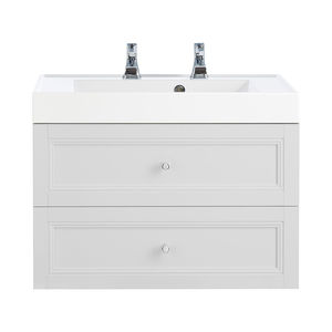wall-hung washbasin cabinet / wooden / ceramic / contemporary