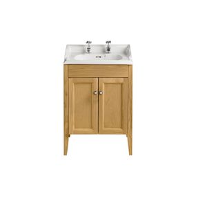 free-standing washbasin cabinet / oak / contemporary