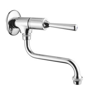 washbasin mixer tap / wall-mounted / metal / self-closing