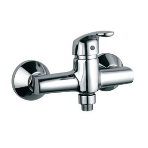 shower mixer tap / wall-mounted / chromed metal / bathroom
