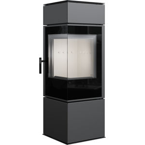 wood heating stove / design / central / steel
