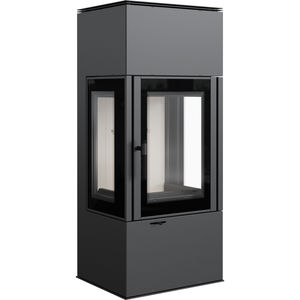 wood heating stove / design / 3-sided / steel