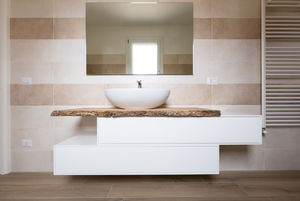 wall-hung washbasin cabinet / solid wood / lacquered wood / design
