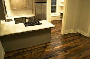 solid parquet floor / glued / patina / recovered materials