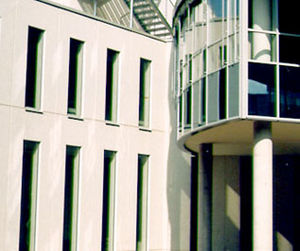 concrete cladding / grooved / panel / large format
