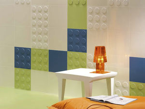 indoor tile / wall / ceramic / embossed