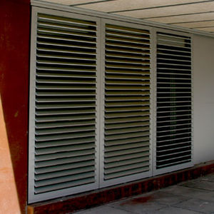 sliding shutters / aluminum / door / louvered