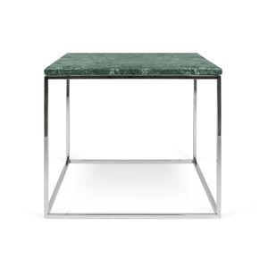 contemporary side table / chrome steel / marble / square