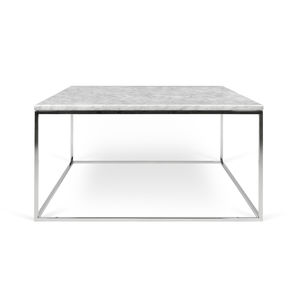 contemporary coffee table / chrome steel / marble / square