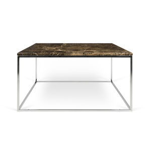 contemporary coffee table / chrome steel / marble / square