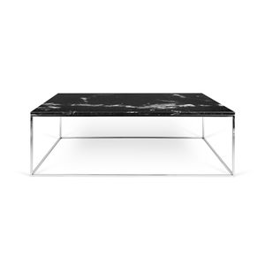 contemporary coffee table / chrome steel / marble / rectangular