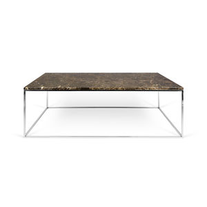 contemporary coffee table / chrome steel / marble / rectangular