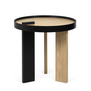 contemporary side table / oak / lacquered wood / wood veneer