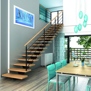 half-turn staircase / quarter-turn / straight / wooden steps