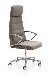 contemporary executive chair / leather / polished aluminum / star base