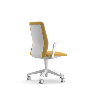 contemporary visitor chair / on casters / swivel / with armrests