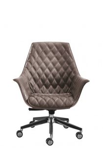 contemporary office chair / leather / with armrests / star base