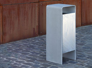 public trash can / galvanized steel / with built-in ashtray / contemporary