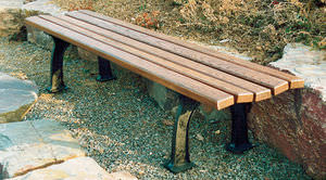 public bench / traditional / wooden / cast iron