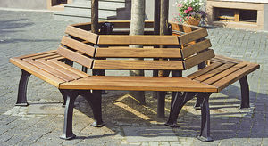 cast iron tree guard / wooden / with integrated public bench