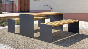 picnic table / rectangular / outdoor / garden