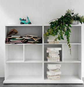 low bookcase / contemporary / for offices / wooden