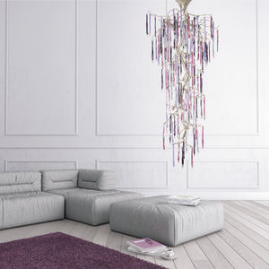 traditional ceiling light / glass / bronze / halogen