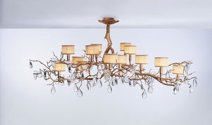 traditional chandelier / crystal / bronze / fabric