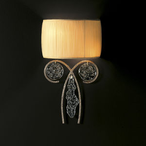 contemporary wall light / bronze / glass / fabric