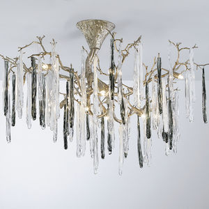 traditional ceiling light / glass / bronze / halogen