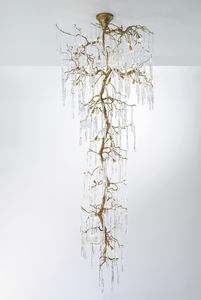 traditional ceiling light / glass / bronze / halogen
