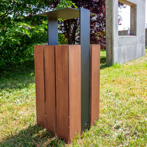 public trash can / metal / wooden / contemporary