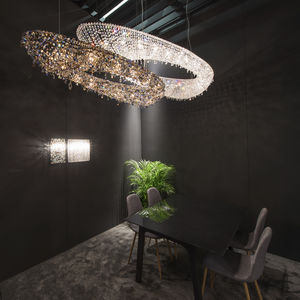 contemporary chandelier / crystal / halogen / handmade