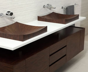 countertop washbasin / rectangular / wooden / contemporary
