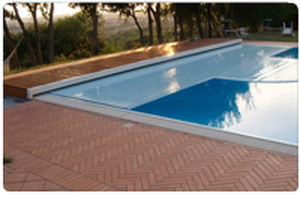 automatic swimming pool cover / security / slatted