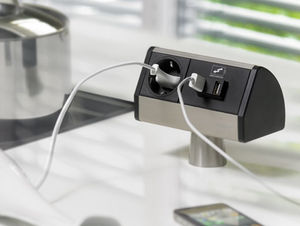 power socket / multi-person / surface-mounted / stainless steel