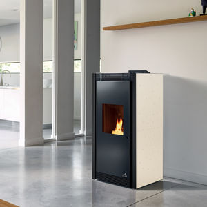 pellet heating stove / contemporary / steel