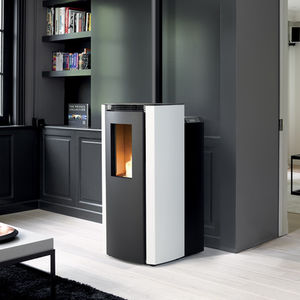 pellet heating stove / contemporary / steel