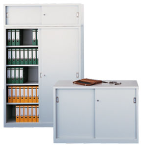 low filing cabinet / tall / with sliding door / contemporary
