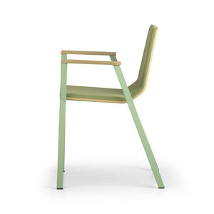 contemporary visitor chair / with armrests / upholstered / fabric
