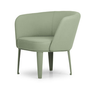 contemporary visitor armchair / leather / gray / blue