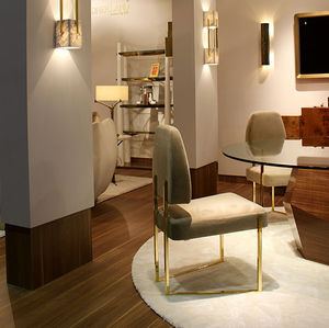 contemporary chair / with armrests / upholstered / velvet