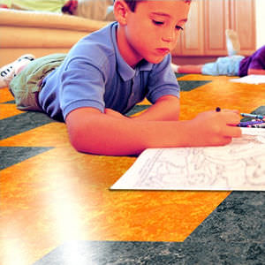 linoleum flooring / composite / tile / waxed