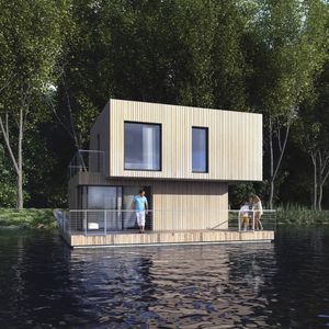 floating house / contemporary / concrete / energy-efficient