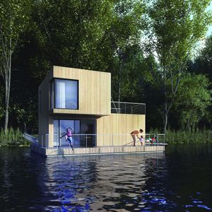 floating house / contemporary / two floor / energy-efficient