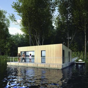 floating house / contemporary / two floor / energy-efficient