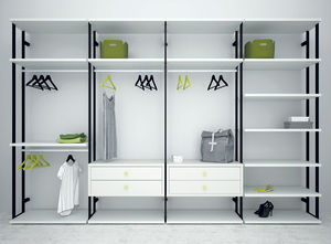 contemporary walk-in wardrobe / lacquered wood / metal