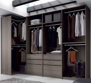 corner walk-in wardrobe / contemporary / wooden