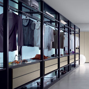 corner walk-in wardrobe / contemporary / lacquered wood / metal